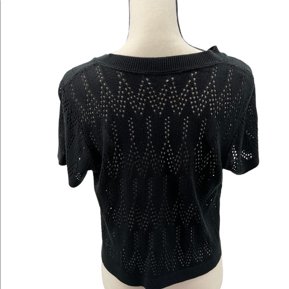 Cato Cut Out Open Front Short Sleeves Cardigan Black Size Large - Picture 7 of 7